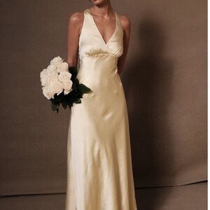 Meshki Meghan Satin Maxi Dress - Lemon Sorbet